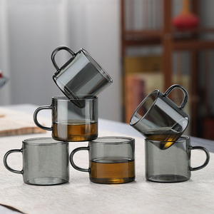 玻璃小杯子耐热喝茶小茶杯茶桌烟灰色功夫茶具套装透明加厚品茶杯