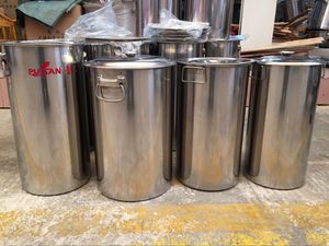 不锈钢高身汤桶带盖圆桶提水桶提桶加厚白钢汤桶22cm高45cm奶茶桶