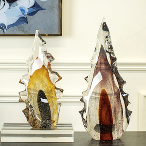 现代轻奢琉璃火焰摆件创意客厅玄关别墅样板房高档装饰工艺品摆设