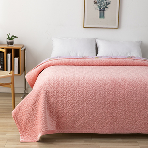 韩国宝宝绒床盖冬季保暖加厚绗缝被一面绒一面棉盖毯牛奶绒铺沙发