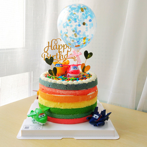 重庆同城配送网红7色彩虹千层超级飞侠儿童卡通动物奶油生日蛋糕