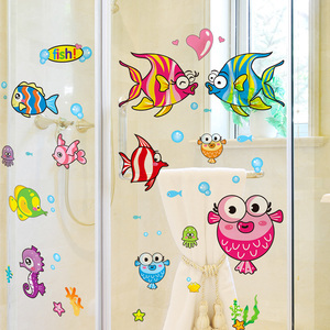 淋浴房移门贴纸瓷砖防水卡通可爱卧室儿童房装饰墙贴画卫生间玻璃