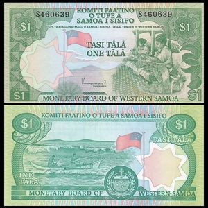 全新unc 萨摩亚1塔拉 纸币 外国钱币 nd(1980)年 p-19