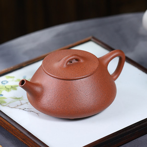 宜兴紫砂壶吴勇军手工高温烧红清水泥平盖景舟石瓢泡茶壶功夫茶具