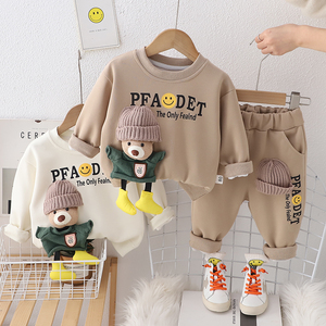 婴儿衣服春秋季男女童韩版洋气纯棉卫衣套装6-9个月1-2岁宝宝春装