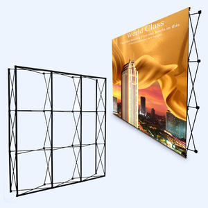加强铁质拉网展架加宽 便携折叠背景墙 KT板展板架加强喷绘广告架