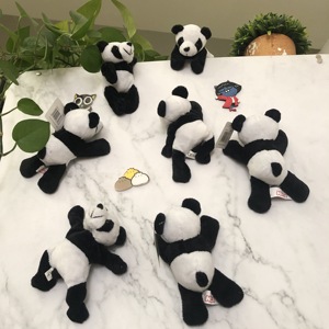 中国熊猫冰箱贴卡通毛绒冰箱装饰大小熊猫可爱创意吸铁石磁铁公仔