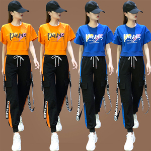 杨丽萍广场舞运动套装夏季新款时尚鬼步舞服装女短袖跳舞衣服宽松