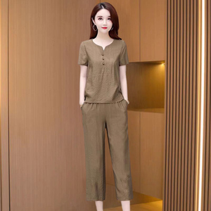 中国风套装女士2024新款夏季减龄时尚品牌棉麻贵夫人小个子两件套