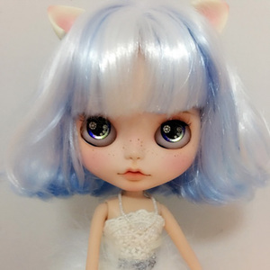 blythe小布娃娃白蓝双色刘海短发白肌19关节体波波头可改妆送教程