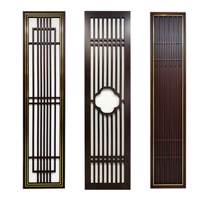 中式电视背景墙镂空雕花轻奢实木烤漆木雕格栅花格玄关屏风隔断