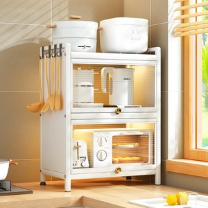 厨房立式碗柜家用小型碗碟置物架台面放盘碗筷收纳盒箱储物柜带门