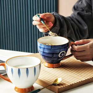 日式大容量陶瓷高颜值宿舍用学生早餐燕麦牛奶咖啡杯创意马克大肚