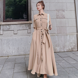 175高个子女生长裙及踝连衣裙超长2020年秋季收腰显瘦气质170穿搭