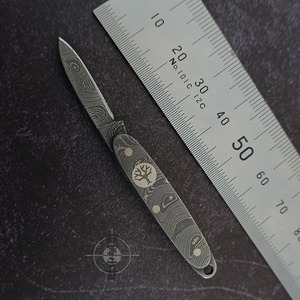 德国boker博克 大马士革袖珍折叠刀 迷你袖珍edc小刀收藏品挂链刀