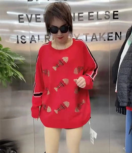 妃儿红针织衫7738胖妹妹大码女装2020冬季小鱼长袖圆领打底衫上衣