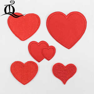 红色爱心布贴鞋帽衣服裤子装饰修补小洞心型贴花刺绣桃心补丁贴布