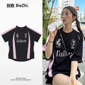 [BieZhi别致]Fallett 球衣球服T恤上衣女跳舞运动飞盘赛车芭蕾风