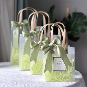 高级感法式森系伴手礼品袋透明塑料手提袋喜糖盒蝴蝶结礼物拎袋子