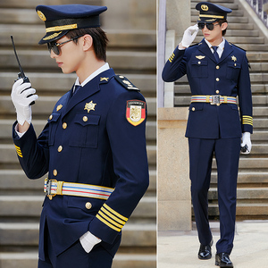 新式保安制服套装物业管理蓝色西服外套形象岗礼宾服男工作服