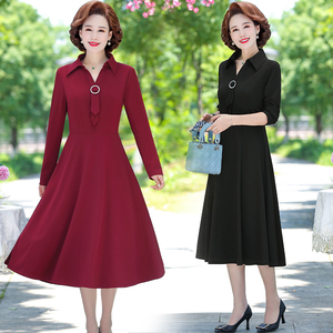 喜事喝喜酒穿的衣服秋季女装洋气连衣裙红结婚宴礼服喜婆婆妈妈装