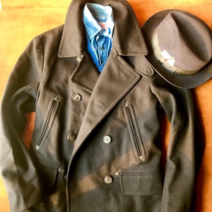 740 海军毛呢大衣 四袋版 双排扣 羊毛呢风衣 非rrl