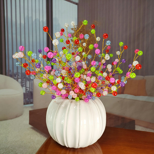 抖音同款diy手工串珠铁丝花卉盆栽仿真花花束幸福花裂纹珠满天星