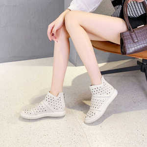 真皮镂空马丁靴女靴2024新款爆款夏季薄款白色平跟夏天穿的短靴子