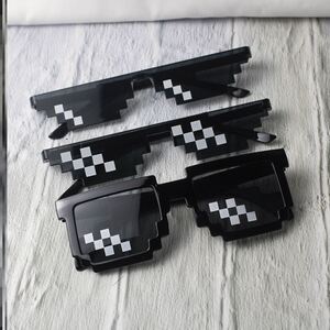 马赛克眼镜酒吧蹦迪男网红搞怪像素伴郎团墨镜搞怪痞帅黑色潮接亲