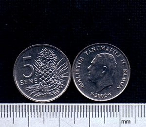 642 萨摩亚2002年 5分硬币 原光全新unc 收藏用