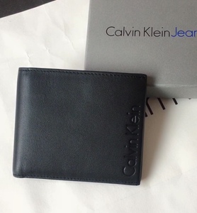 ck jeans专柜正品男士黑色牛皮短款真皮钱包皮夹hp0858