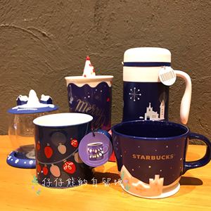 星巴克2018浪漫圣诞夜冬日雪景热变双层马克杯马克玻璃保温杯礼物