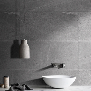 大漠孤烟 高级感灰色糖果釉半抛卫生间浴室墙砖地砖仿古砖450x900