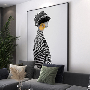 简约现代抽象艺术人物客厅墙面装饰画黑白灰走廊过道壁画玄关挂画