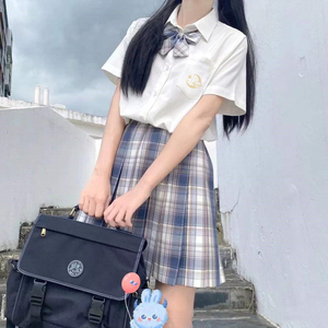 咩咩一刀jk制服套装掉落兔缝缝正版格裙子夏季高腰百褶短裙学生装