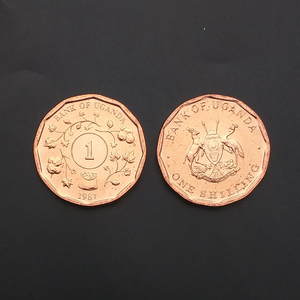 【10枚】全新 乌干达1先令硬币 镀铜多边形 1987年版 km#27