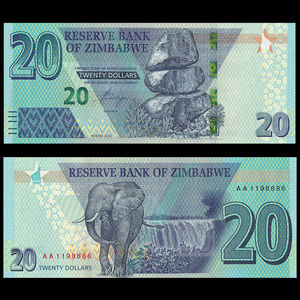 【非洲】津巴布韦20元 纸币 2020年 外国钱币 全新UNC P-104