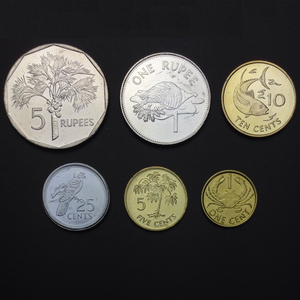 【非洲】塞舌尔硬币6枚大全套 螃蟹鸟植物版 全新未流通 外国硬币