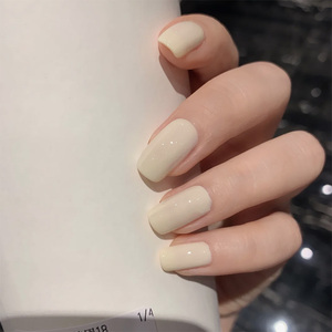 假指甲贴片光疗成品 高级感奶油白纯色显白穿戴甲新娘孕妇美甲片