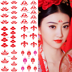 花钿眉心贴学生汉服古装表演舞台妆额头贴纸印花纹身防水花印美人新娘