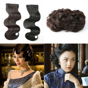 8036人付款天猫复古旗袍发型手推波纹假刘海民国风夜上海假发片古风