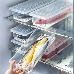 日本进口冰箱食物收纳盒大容量收纳盒海鲜冷藏冷冻沥水冷冻盒