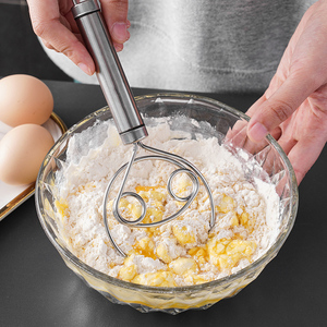 不锈钢双圈面粉搅拌器多功能手动面团打粉器和面工具打蛋搅粉棒