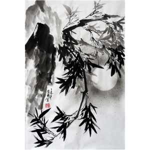 国画花鸟画水墨竹子图四尺开三手绘写意画客厅字画郝凤格0039图片