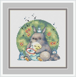 【团宝十字绣图纸打印】小清新系列dw152龙猫系列1 原版彩图