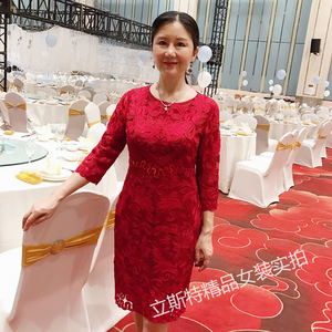 婚礼妈妈装小个子高贵丈母娘嫁女儿喜婆婆结婚礼服秋冬气质连衣裙