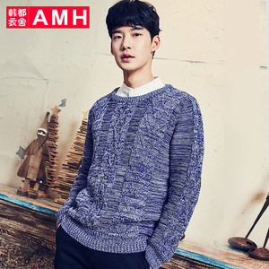 AMH韩版男装潮流圆领休闲套头男毛衣，OPA8077
