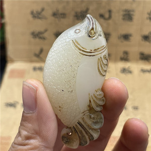 仿古岫玉挂件古玉老玉复古玉佩牌子古玩做旧玉石汉代玉器吊坠小鱼