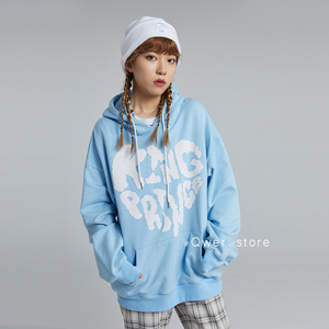 king prince 连帽卫衣男女情侣装秋季爱心云朵发泡印花帽衫上衣潮