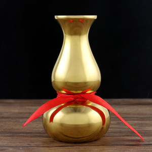 葫芦花瓶纯铜观音净瓶纳福招财福禄花插供佛小号家居装饰摆件养花